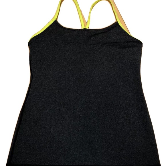 2 LULULEMON ATHLETICA  Heathered Black & Striped Green POWER Y TANK Top 8 MEDIUM - Picture 6 of 9
